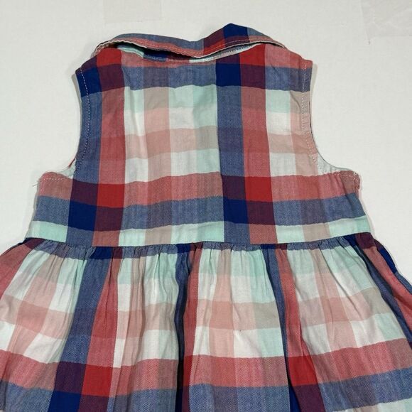 H&M girls Sleeveless dress Size 6-9M in a cotton weave with a collar Y buttons - Picture 12 of 16
